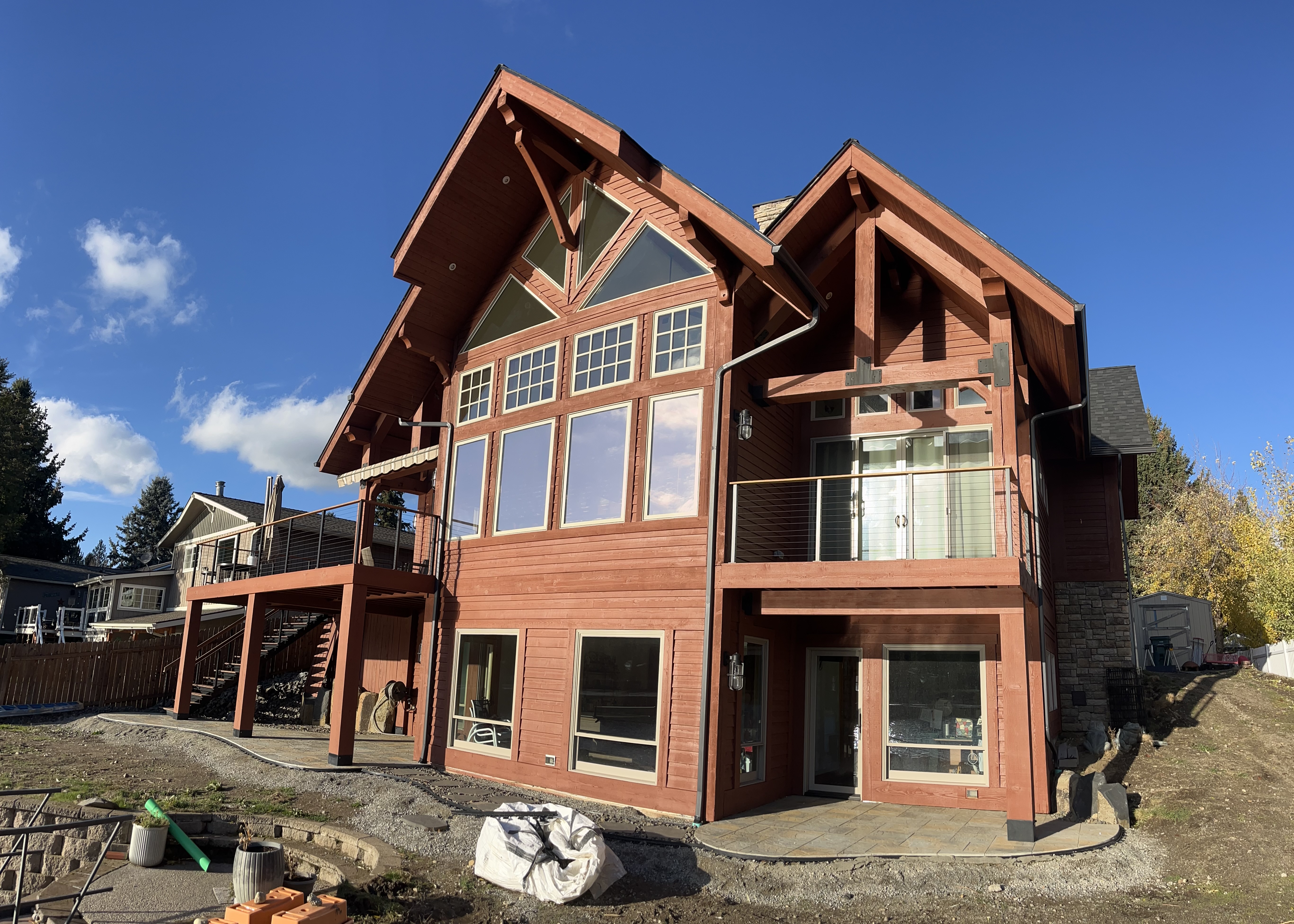 Log home back exterior with views